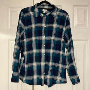 J Crew Long Sleeve Button Down Flannel Top